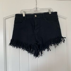 Black denim shorts